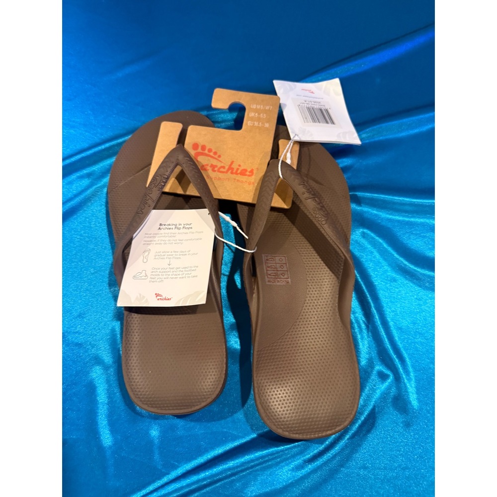 Archies Arch Support Flip Flops Brown NWT Men 6 Women 7